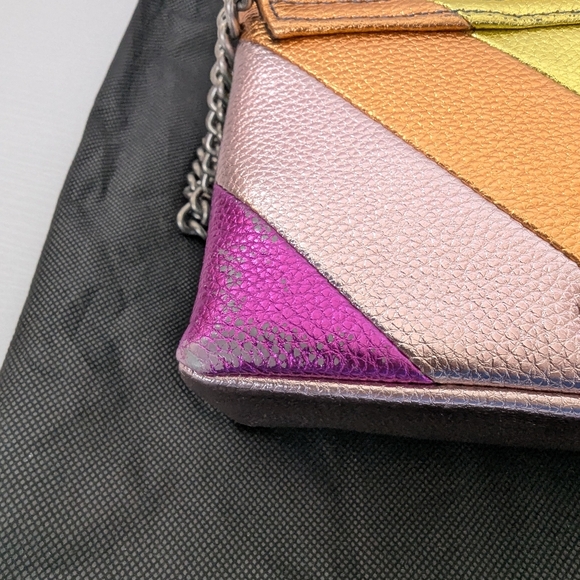Kurt Geiger London Mini Kensington Metallic Rainbow Striped Crossbody Bag - Picture 7 of 11